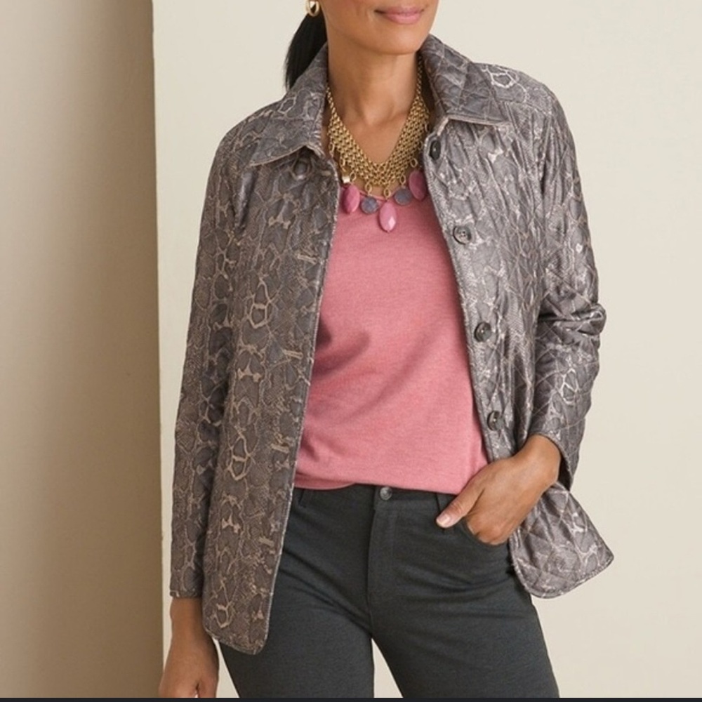 Chico’s Snake Skin print Coat Size Medium